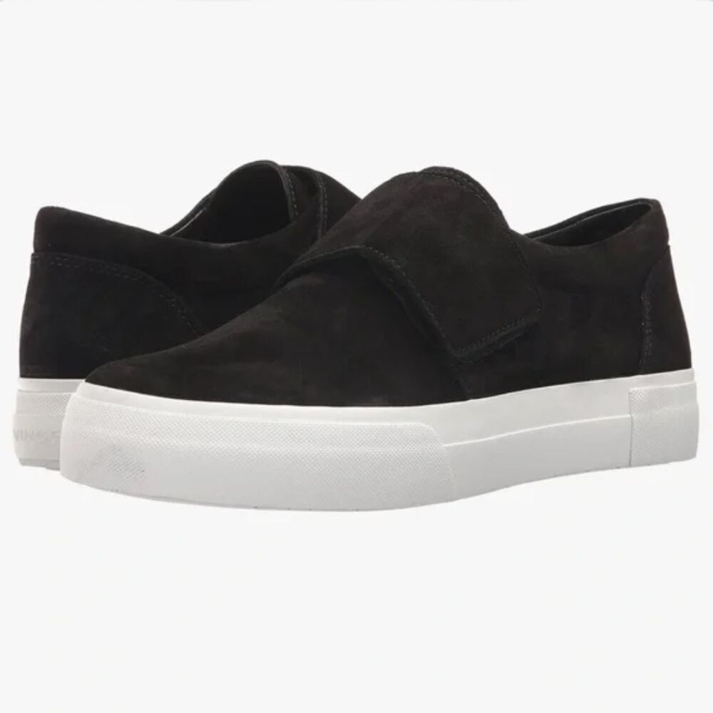 Vince. Cage Suede Leather Platform Sneakers (8.5) in Black Slip-On Loafer - Picture 13 of 13